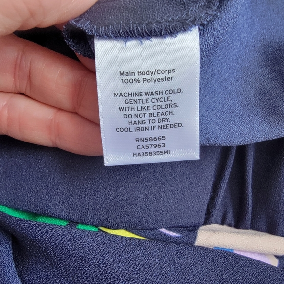 NWT Halogen Nordstrom Navy Floral Wide Leg Crop Capri Pants Tie Waist Size XL - Picture 6 of 7